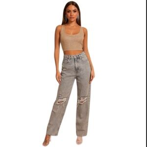 NWT H&M Divided 90’s Baggy Jeans – Distressed High Waist – Size 0 (EUR 32)